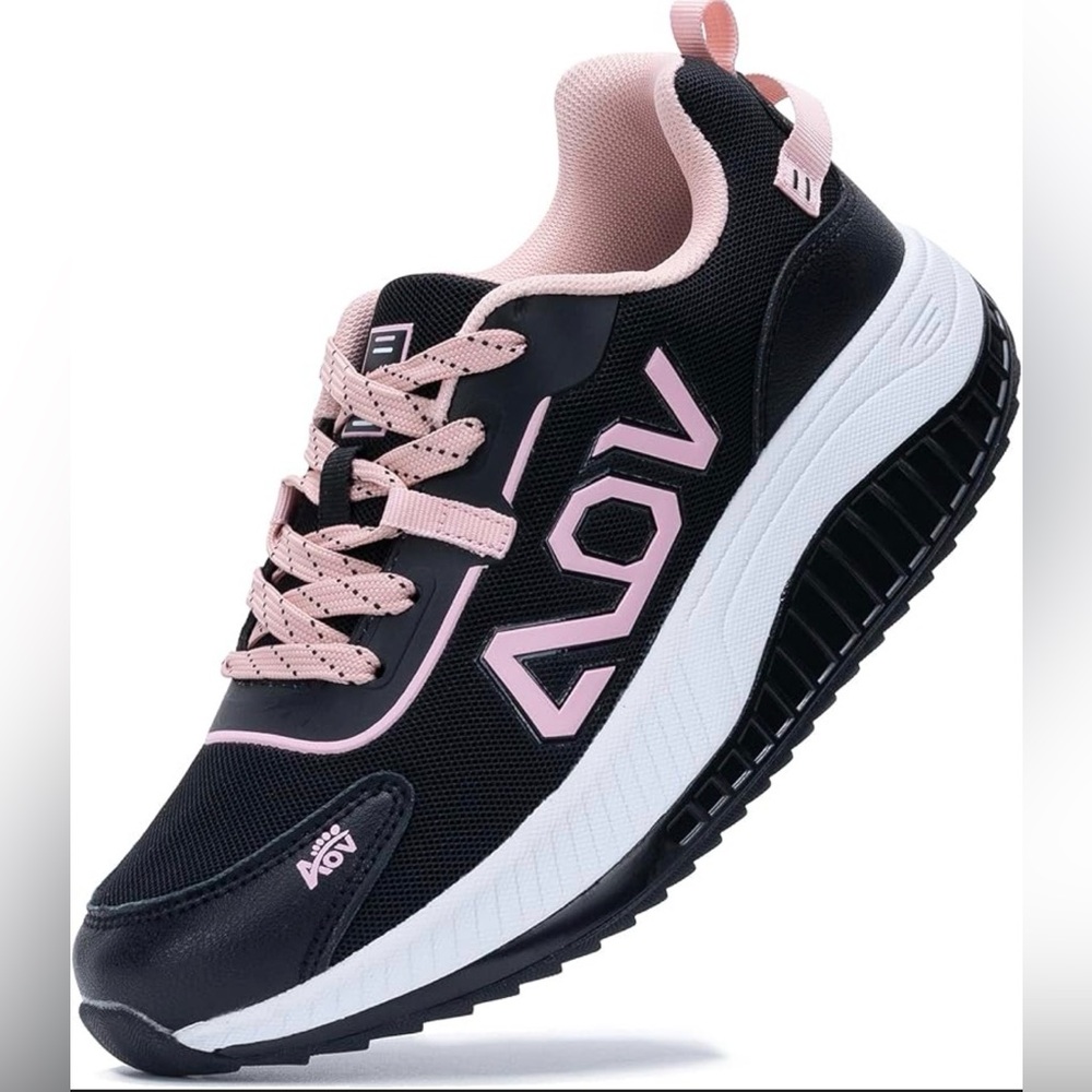 Women's Black and Pink AOV orthotic shoes with arch support